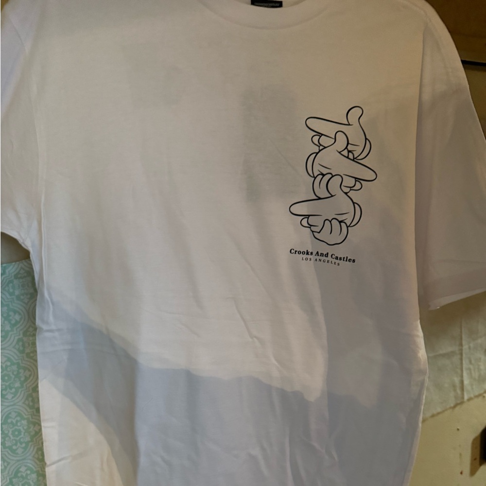 Men’s White Crooks & Castles T-Shirt Med